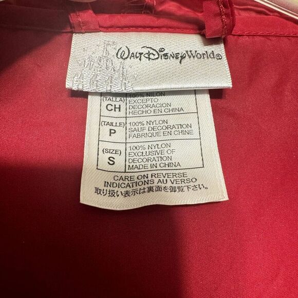 Vintage Disney World Windbreaker Half Zip Rain Jacket Packable Hood Red sz Small - Picture 5 of 8